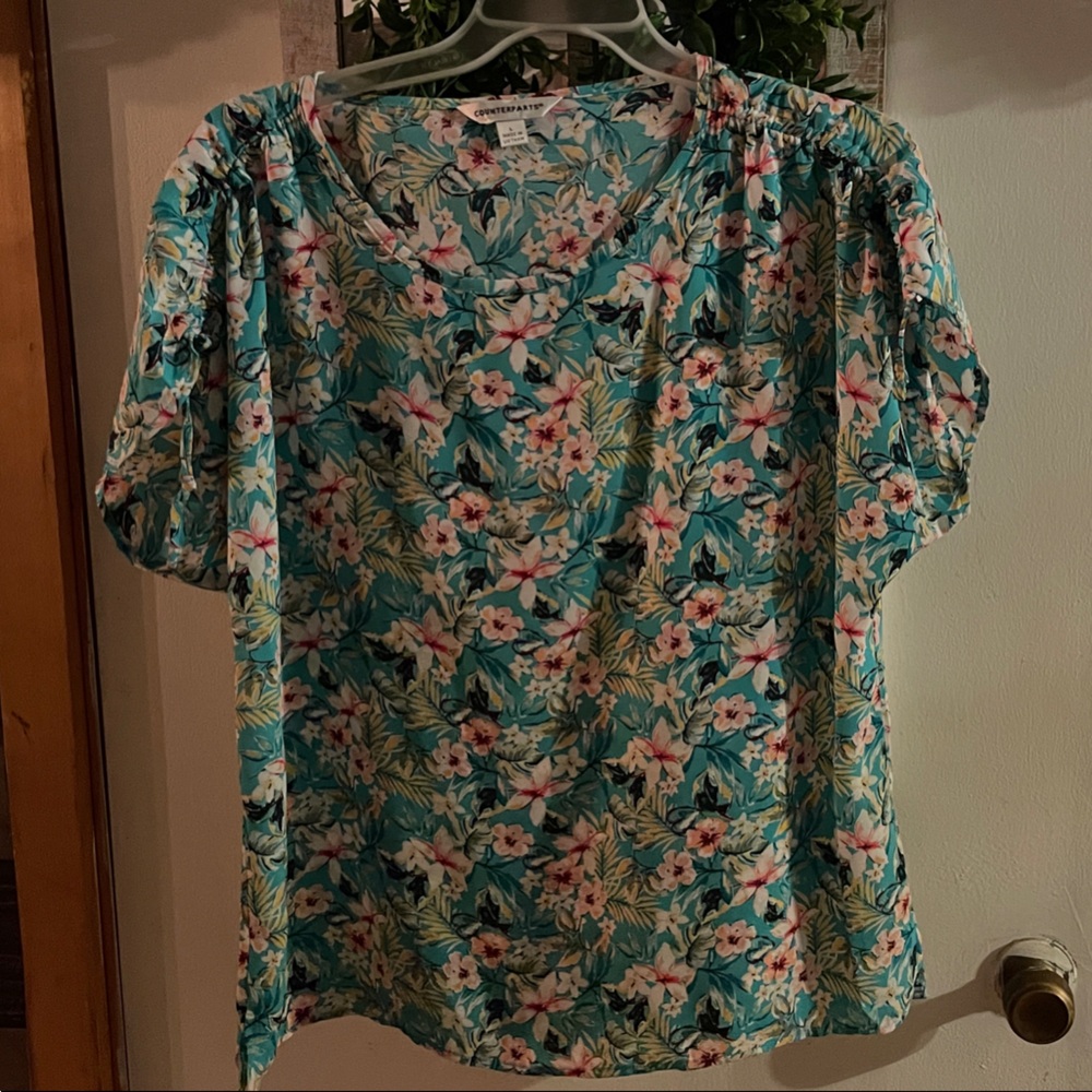 Counterparts Floral Print Top - Blue and Pink